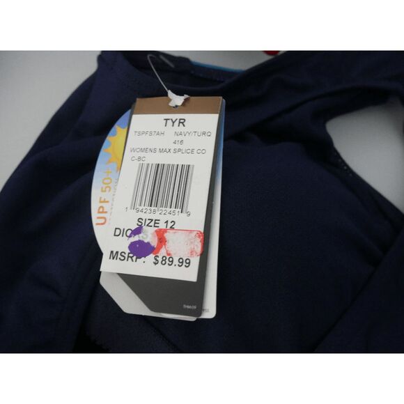 TYR Durafast Elite® Women's UPF50+ Chlorine Proof Swimsuit Blue Size 12 - Picture 7 of 8